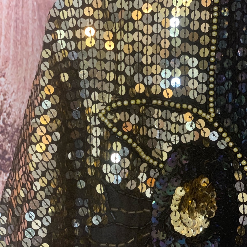 Gold sequin vintage silk blouse - Picture 2 of 6